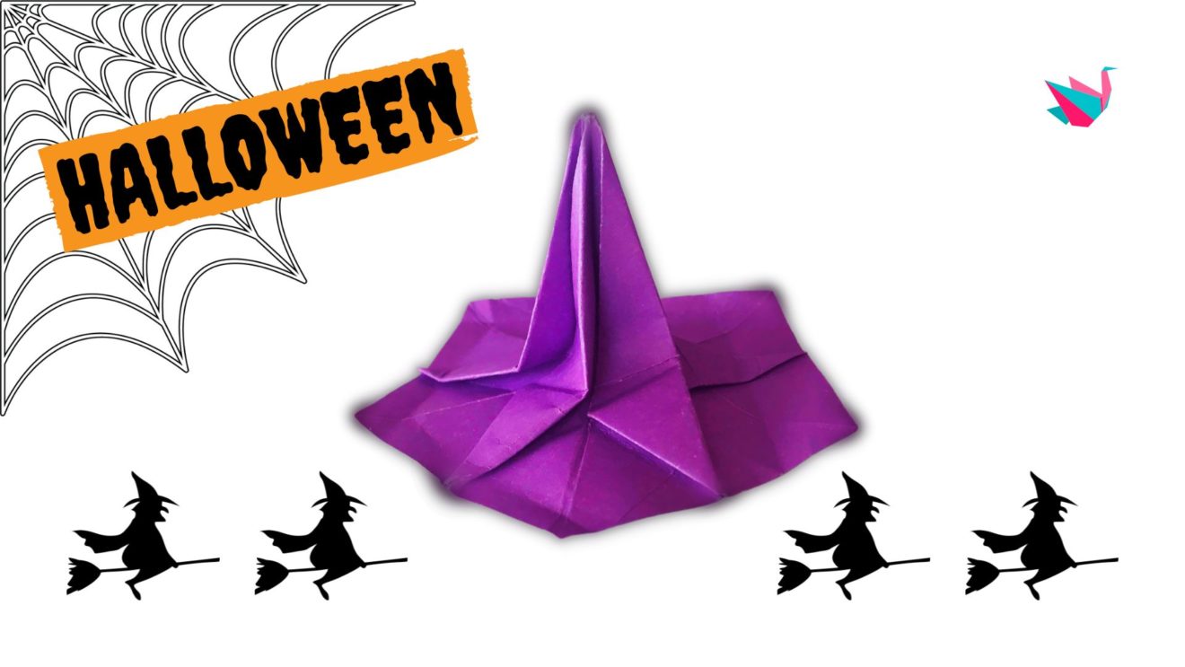 Origami chapeau de sorcière 3D en papier (Tuto Halloween)