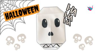 Origami crâne de squelette : pliage Halloween (Tuto Facile)