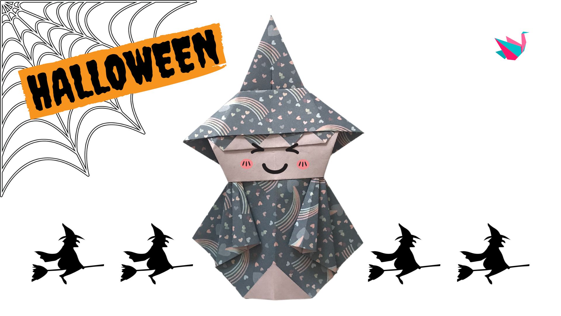 Origami sorcière : pliage d'une figurine d'Halloween (Tuto)