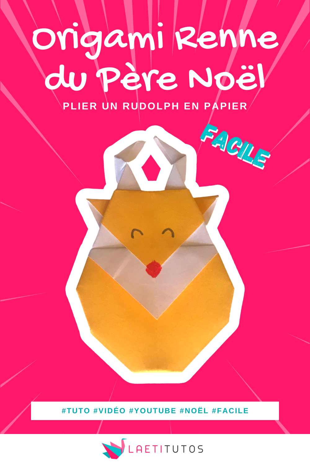 Origami renne du Père Noël : Rudolph en papier (Tuto Facile)